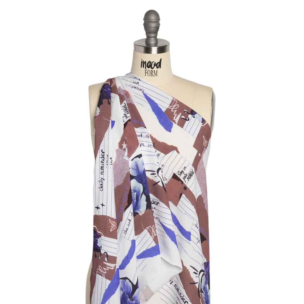 Sustainable Viscose Crepe Print - Mauve and Blue Note Patchwork - Mood Exclusive Scraps of Self