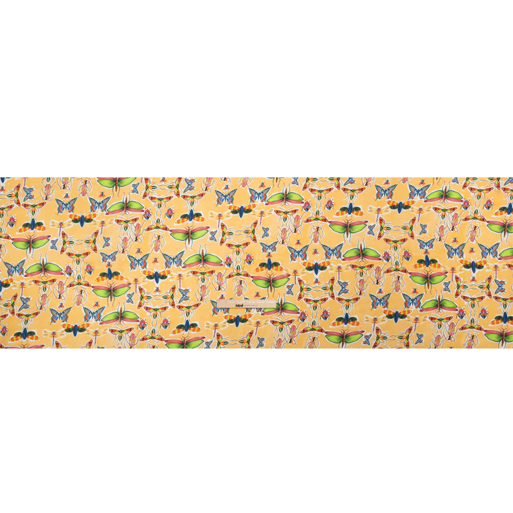 Sustainable Viscose Woven Print - Yellow and Rainbow Insects - Mood Exclusive Picnic Guests