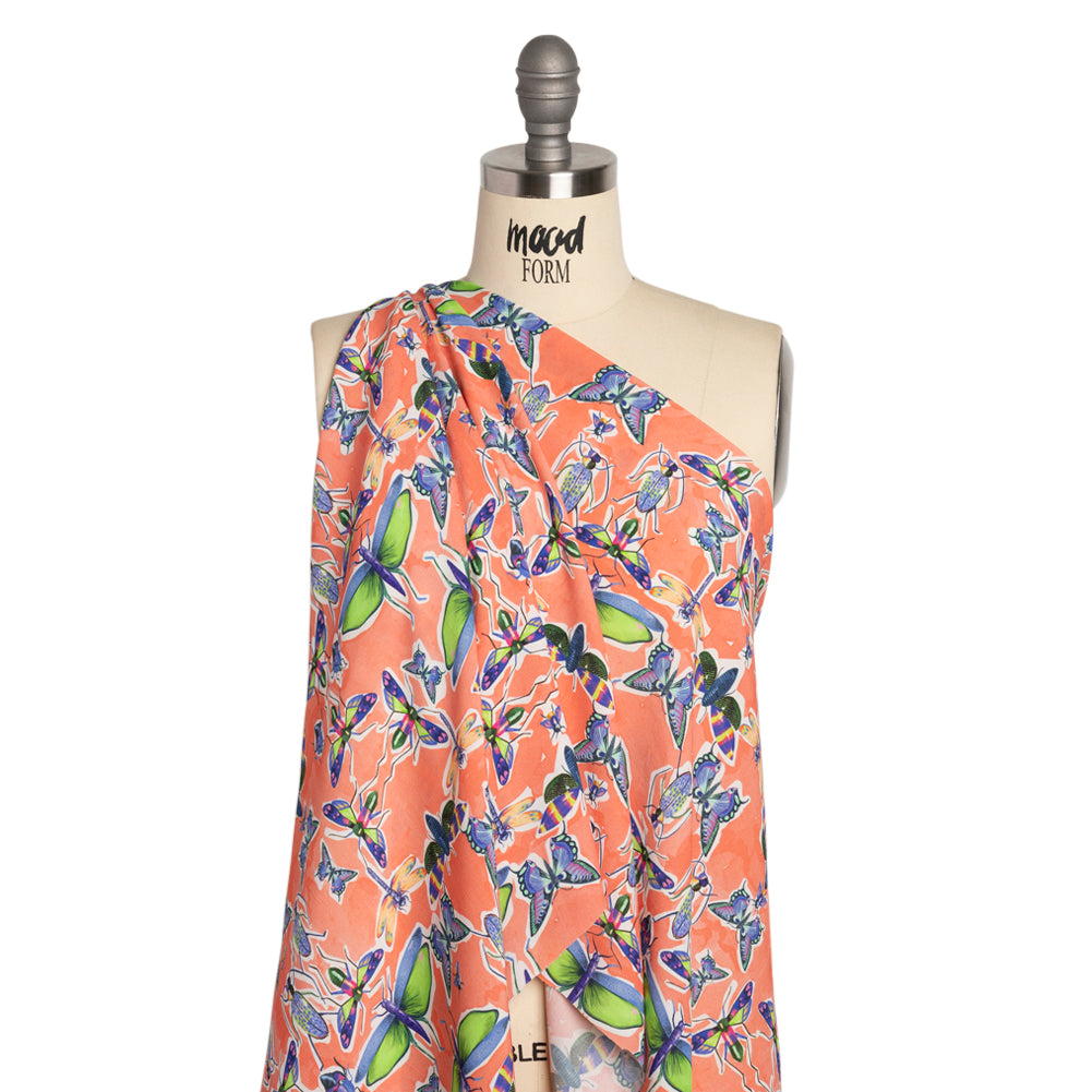 Sustainable Viscose Woven Print - Orange and Rainbow Insects - Mood Exclusive Picnic Guests