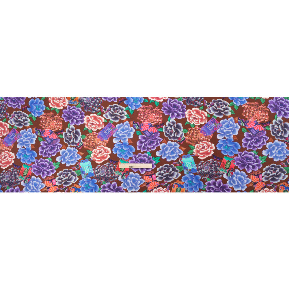 Sustainable Viscose Floral Jacquard Print - Purple, Blue and Pink Floral - Mood Exclusive Peaceful Forests