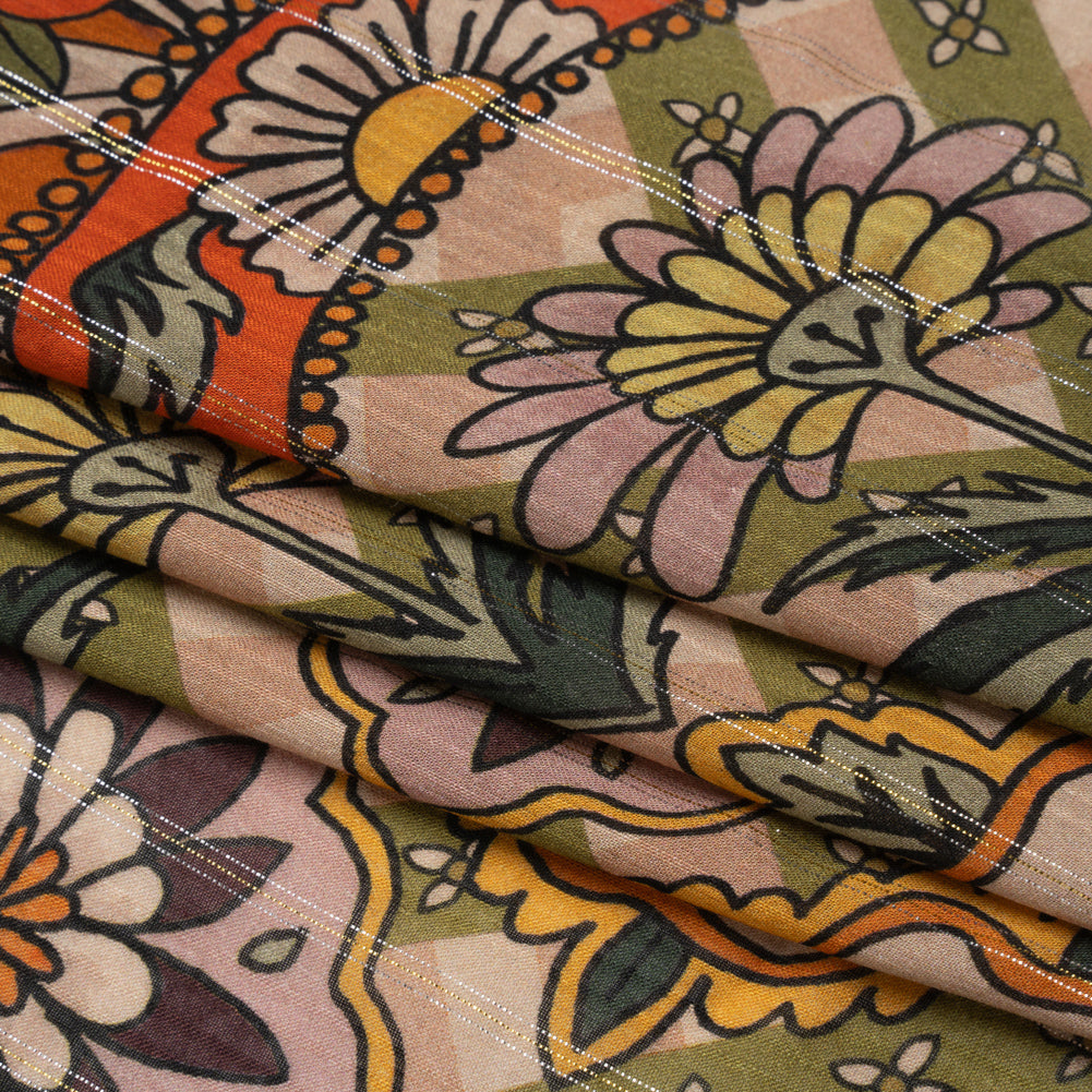 Mood Exclusive Orange Garden Gathering Metallic Pinstriped Viscose Dobby