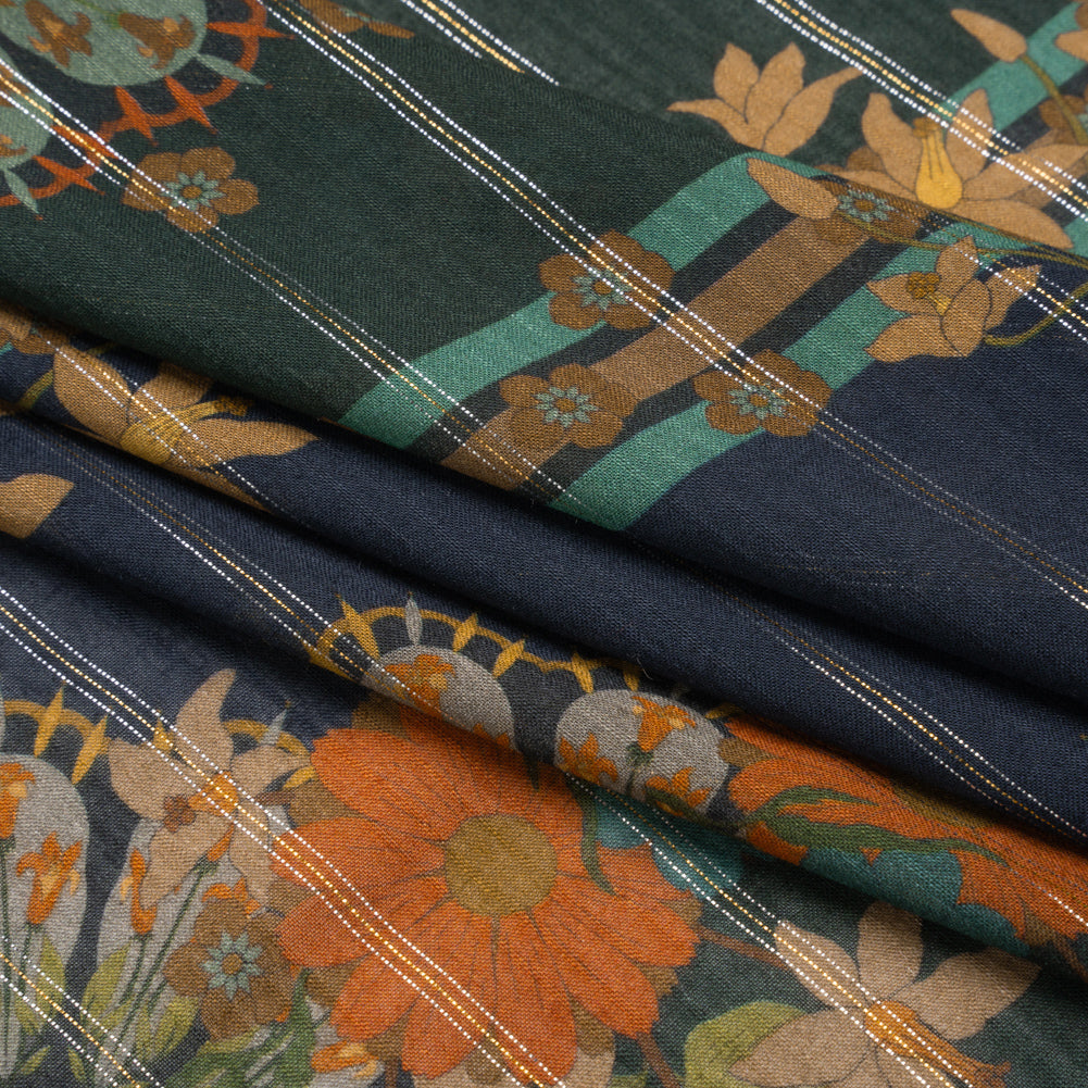 Mood Exclusive Navy Day in May Metallic Pinstriped Viscose Dobby