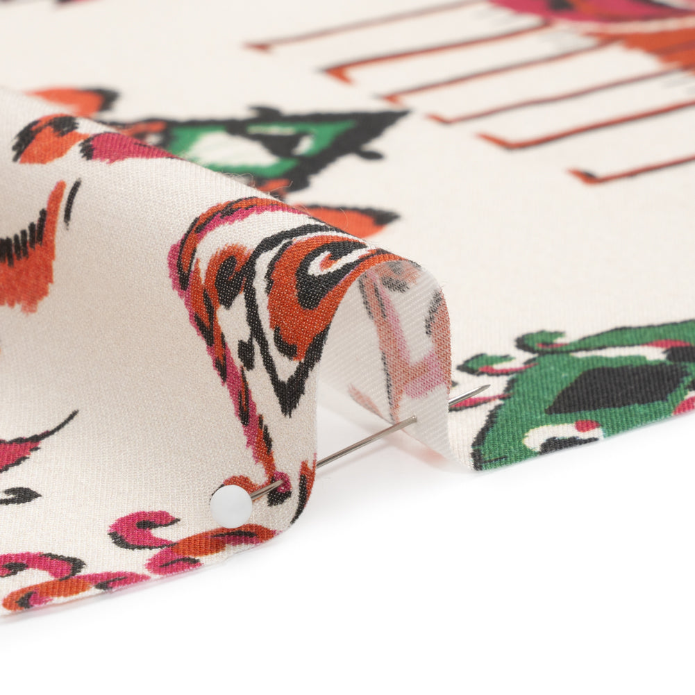 Tencel Woven Print - Red, Green and White Intricate Abstracts - Mood Exclusive Table Settings