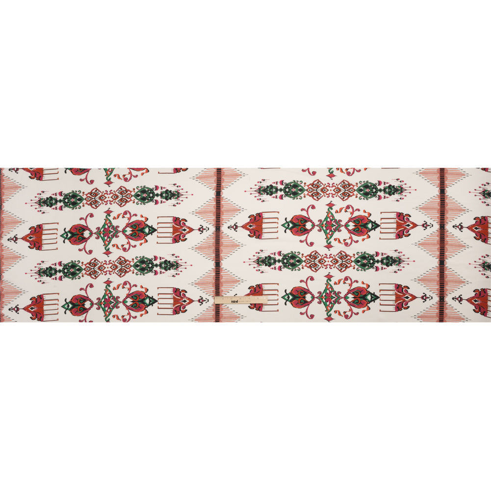 Tencel Woven Print - Red, Green and White Intricate Abstracts - Mood Exclusive Table Settings