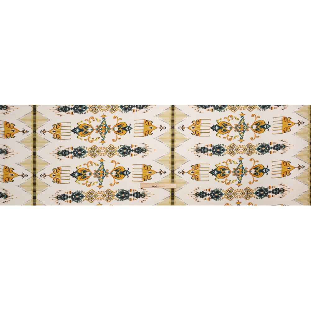 Tencel Woven Print - Yellow, Teal and White Intricate Abstracts - Mood Exclusive Table Settings