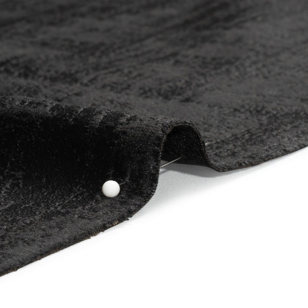 Kasa Black Crosshatching Embossed Knit Velvet