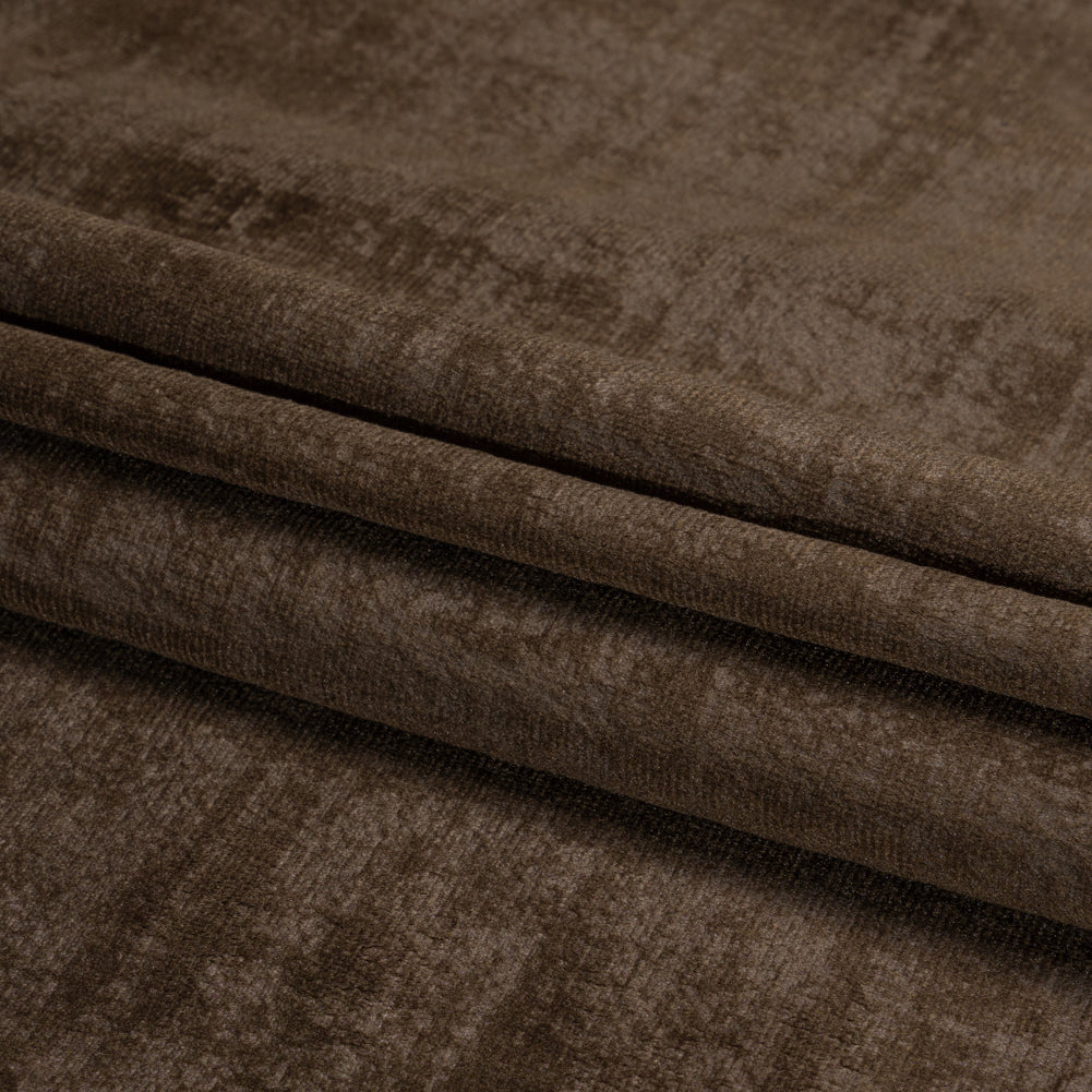 Kasa Brown Crosshatching Embossed Knit Velvet