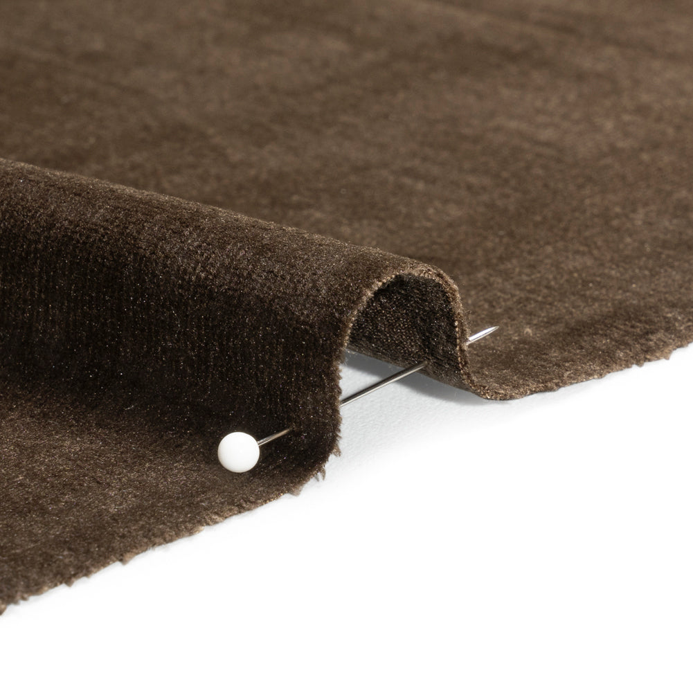 Kasa Brown Crosshatching Embossed Knit Velvet