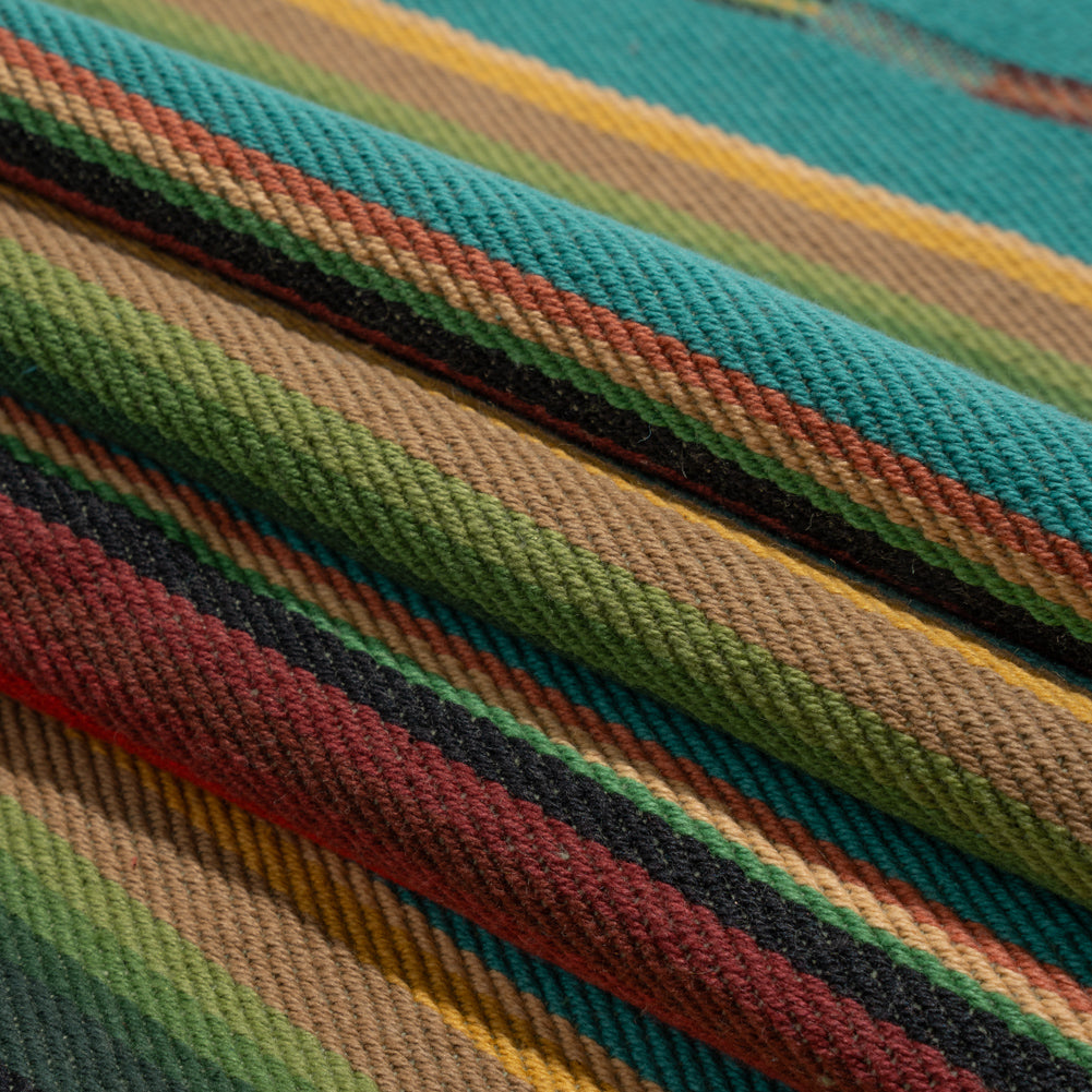 Arizona Turquoise, Red and Green Striped Cotton Twill