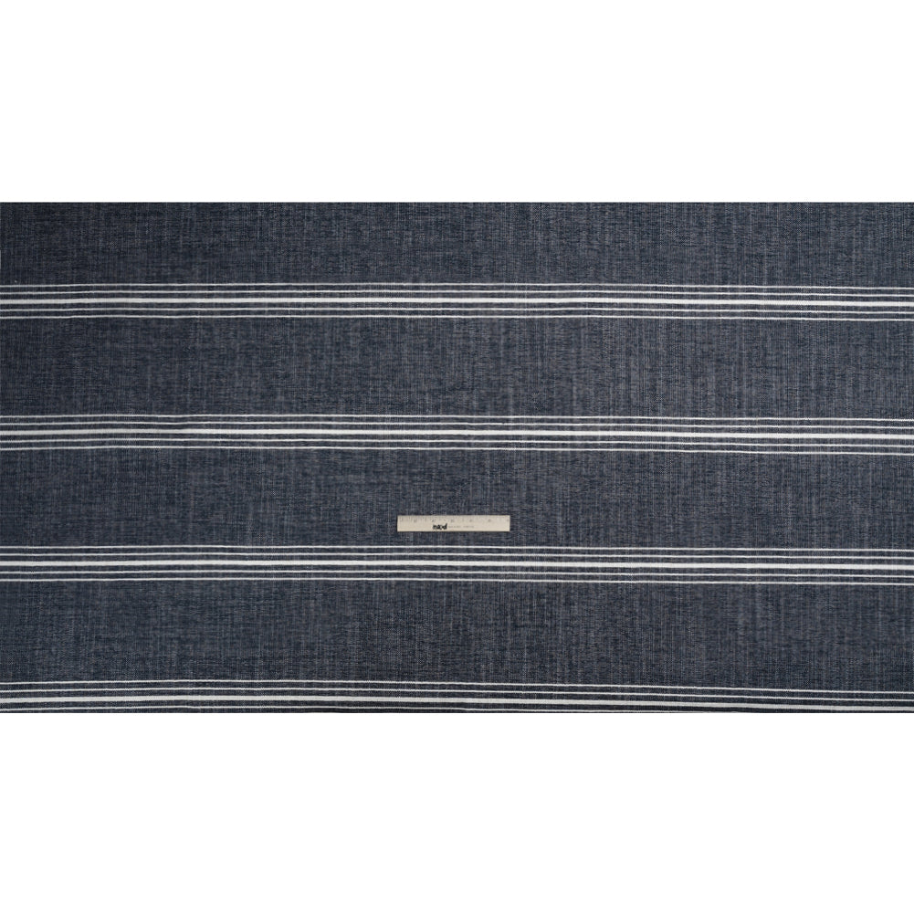 Crypton Indigo Striped Stain Resistant Polyester and Linen Chenille Upholstery Woven