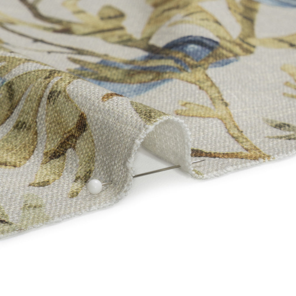 Flax, Pink and Blue Reef Exploration Slubbed Cotton Woven