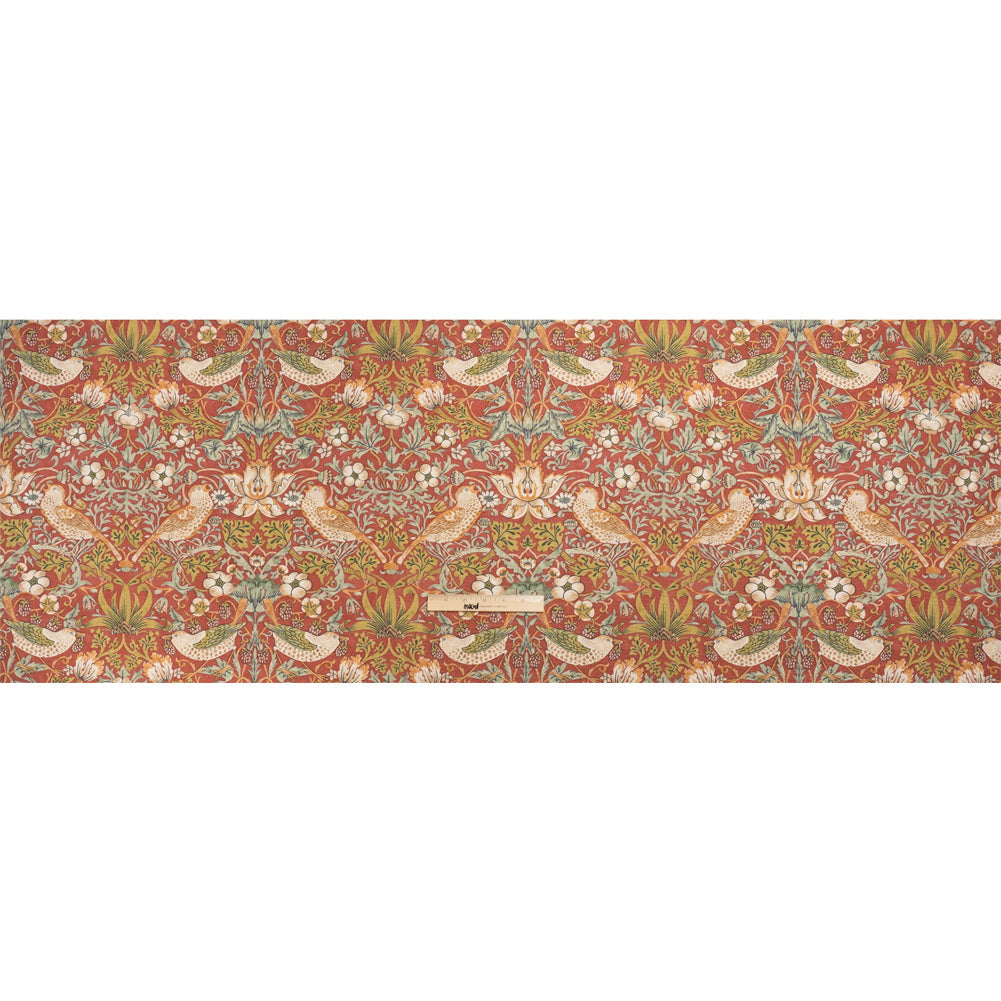 Red Strawberry Thief Printed Micro Chenille