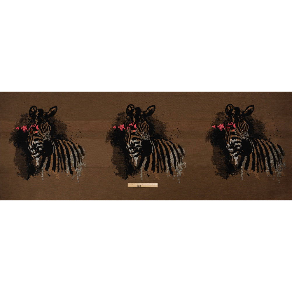 Brown, Black and Hot Pink Zebras Metallic Brocade Panel