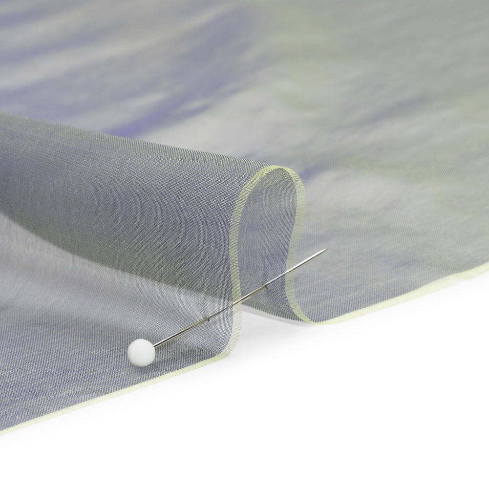 Chiffon-Like Silk Voile - Pale Yellow and Navy Iridescent - Adelaide Collection