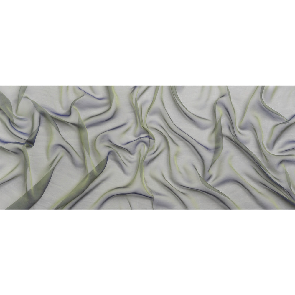 Chiffon-Like Silk Voile - Pale Yellow and Navy Iridescent - Adelaide Collection