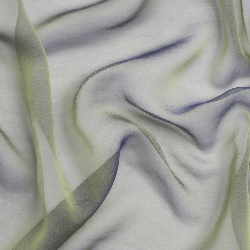 Chiffon-Like Silk Voile - Pale Yellow and Navy Iridescent - Adelaide Collection