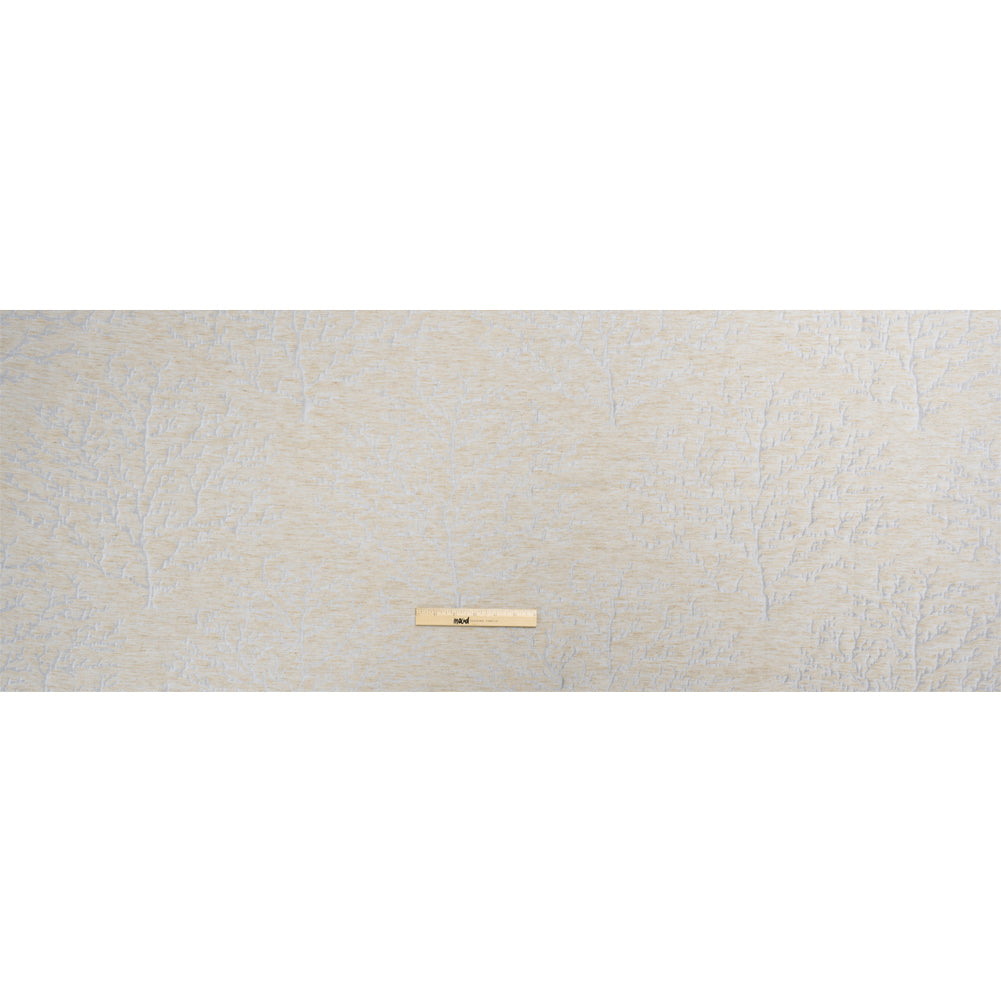 Luminous Baby Blue and Heathered Beige Winter Trees Lightweight Polyester and Linen Brocade