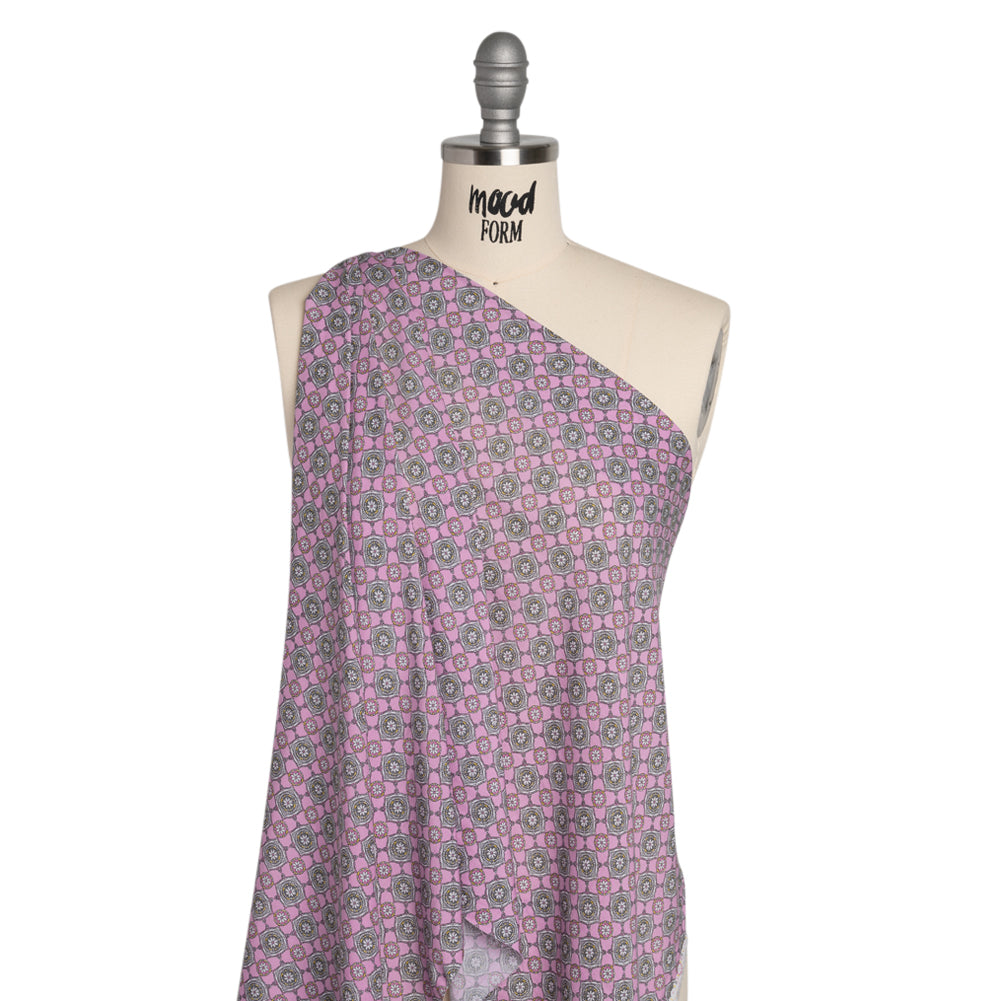 Rayon Batiste - Lavender and Gray Floral Charms
