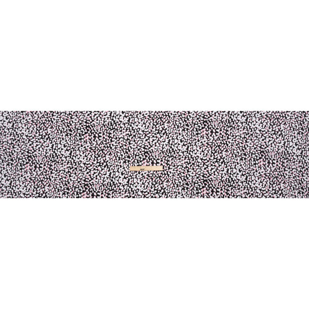 Stretch Rayon Jersey - Black, Pink and White Abstract Spots