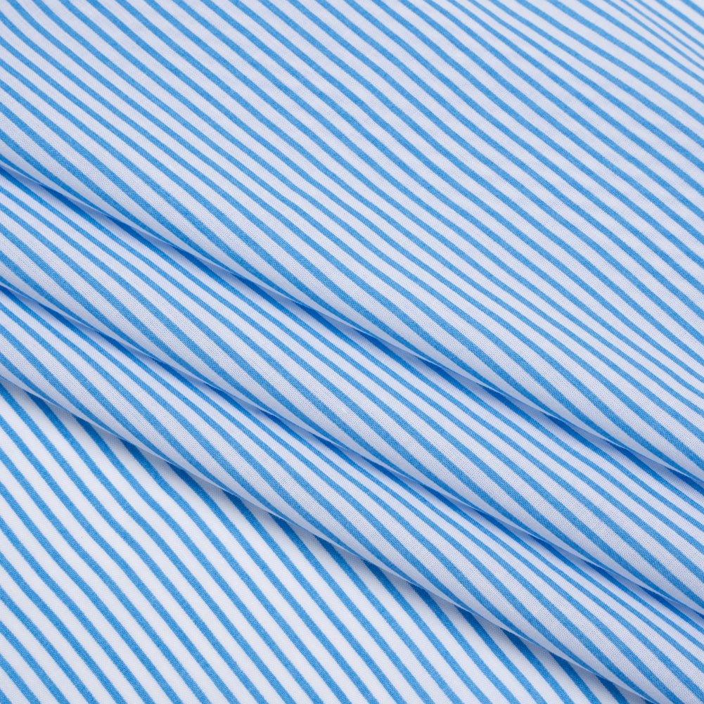 Cotton and Rayon Shirting - Blue and White Candy Stripes