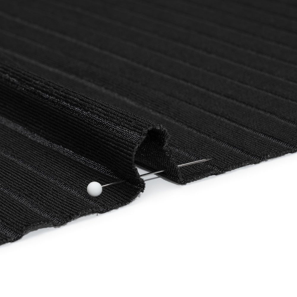 Stretch Polyester 3x10 Rib Knit - Caviar Black