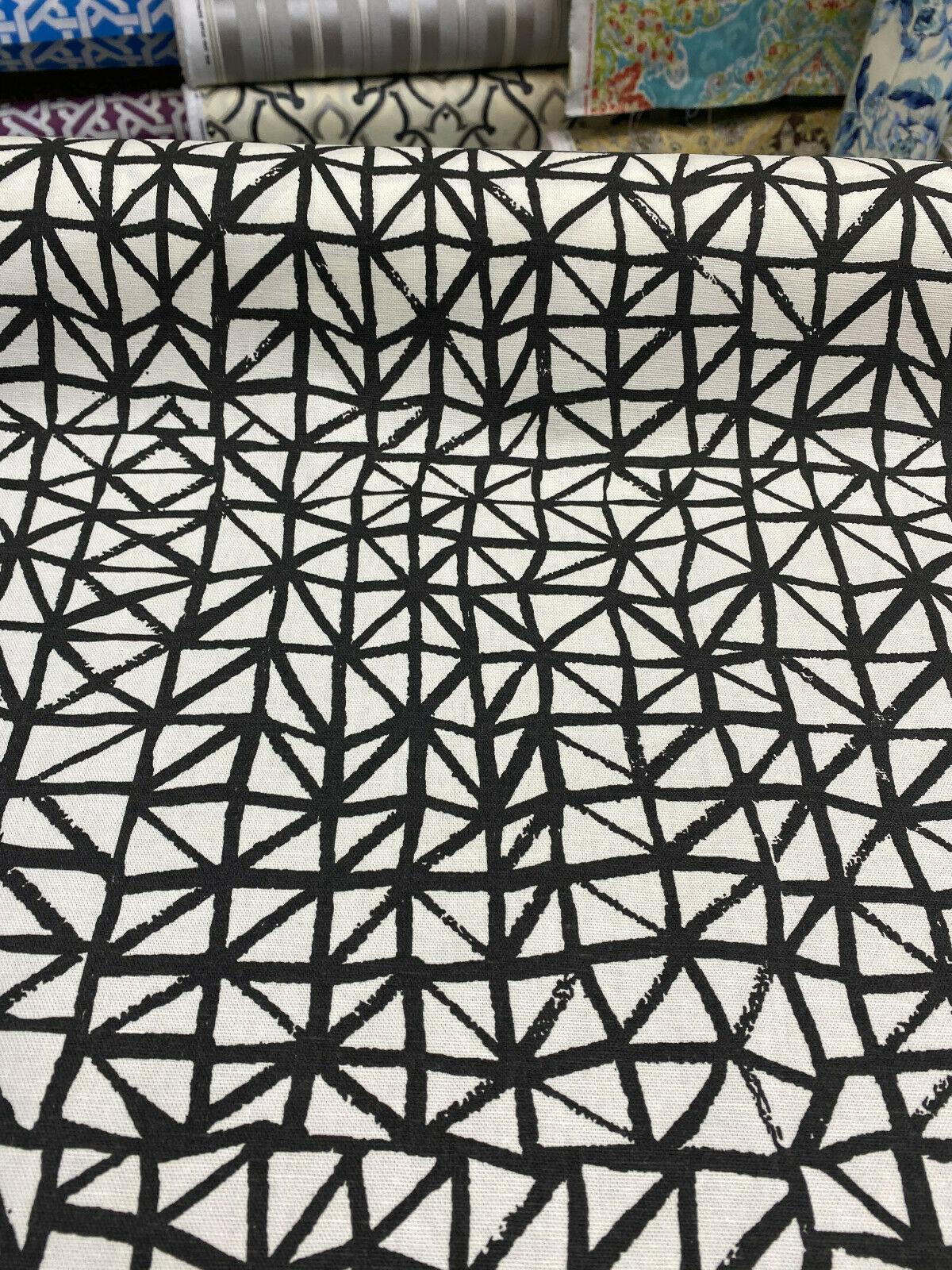 Waverly Genevieve Gorder Lattice Lace Inked Black Cotton Duck Fabric - Black/Charcoal And Beige, 54" Width (1 Yard)