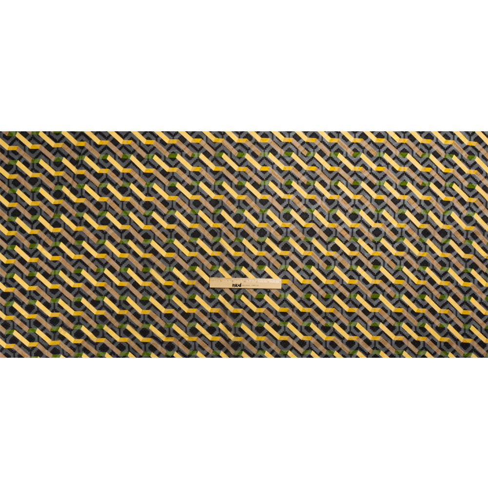Geometric Burnout Polyester Woven Print - Yellow Zig Zags - Mood Exclusive Wicked Will Island