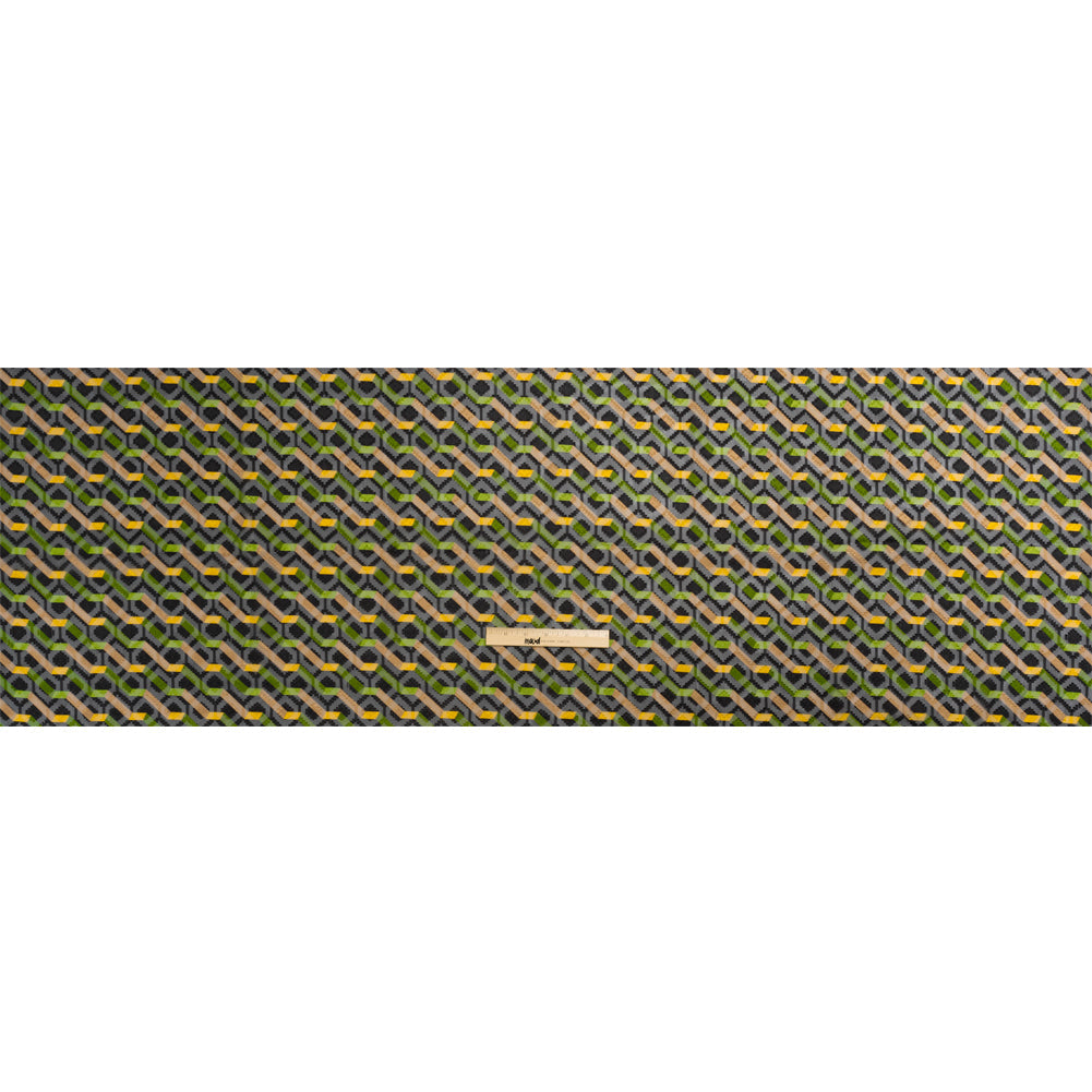 Geometric Burnout Polyester Woven Print - Green Zig Zags - Mood Exclusive Wicked Will Island