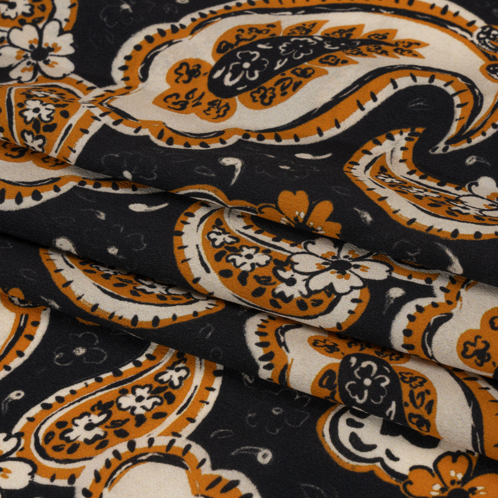Mood Exclusive Black Here's to Paisley Lightweight Recycled Polyester Crepe