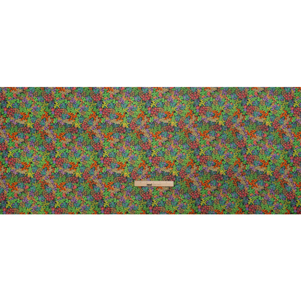 Crinkled Cotton Gauzy Woven Print - Green and Red Floral - Mood Exclusive The View Above