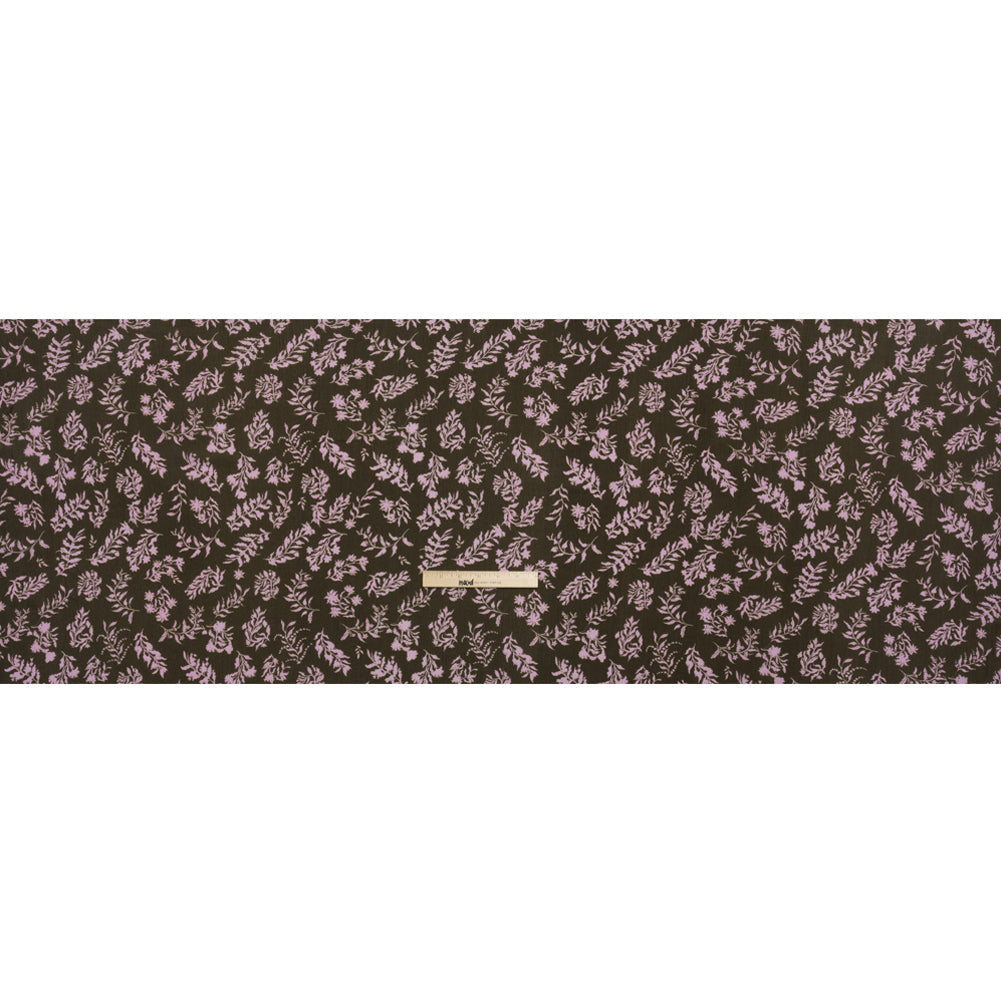 Mood Exclusive Olive Sprouting Sprigs Crinkled Gauzy Viscose Crepe