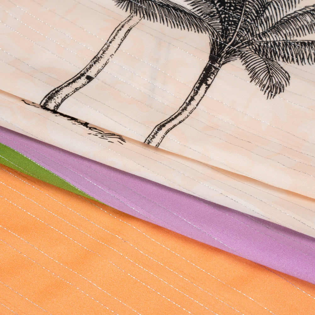 Mood Exclusive Light Peach Pairs of Palm Metallic Striped Viscose Dobby