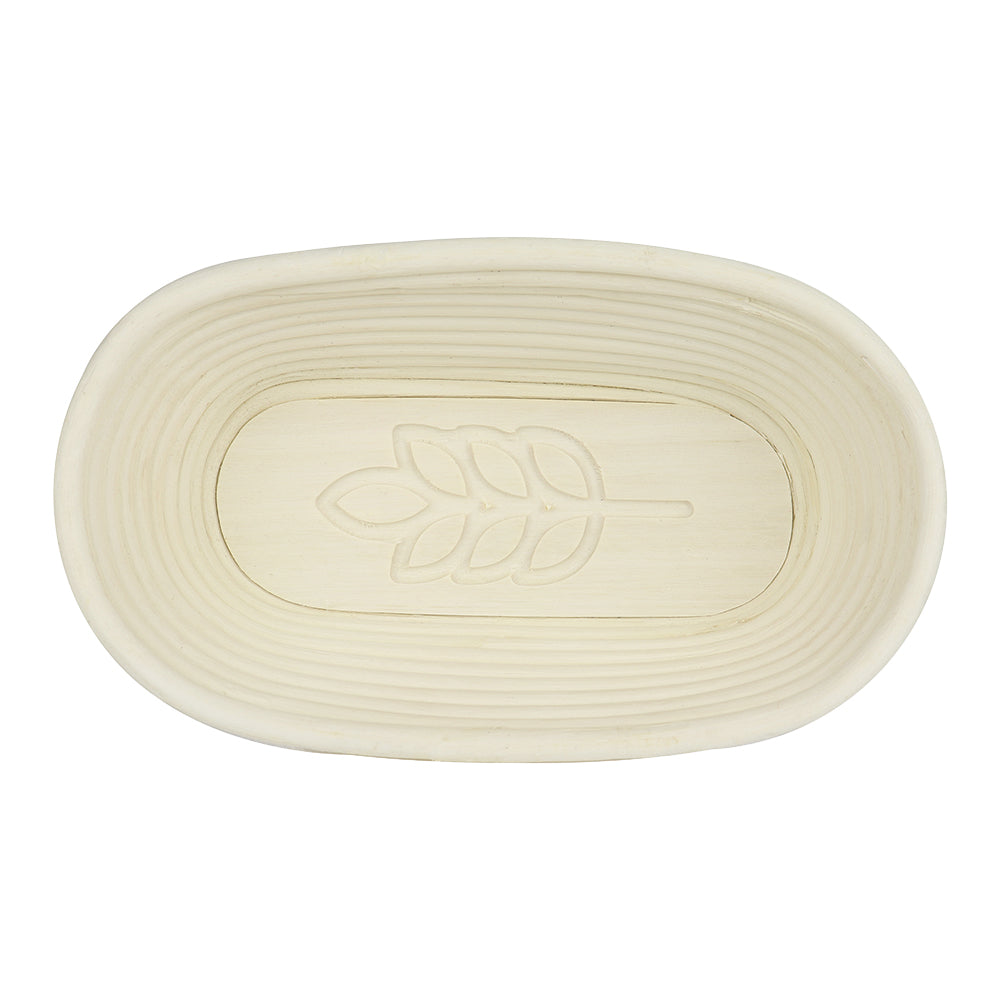 Vollum Oblong Brotform, Banneton, Proofing Basket with Leaf Design, 10" x 5-1/2" x 3-1/2"