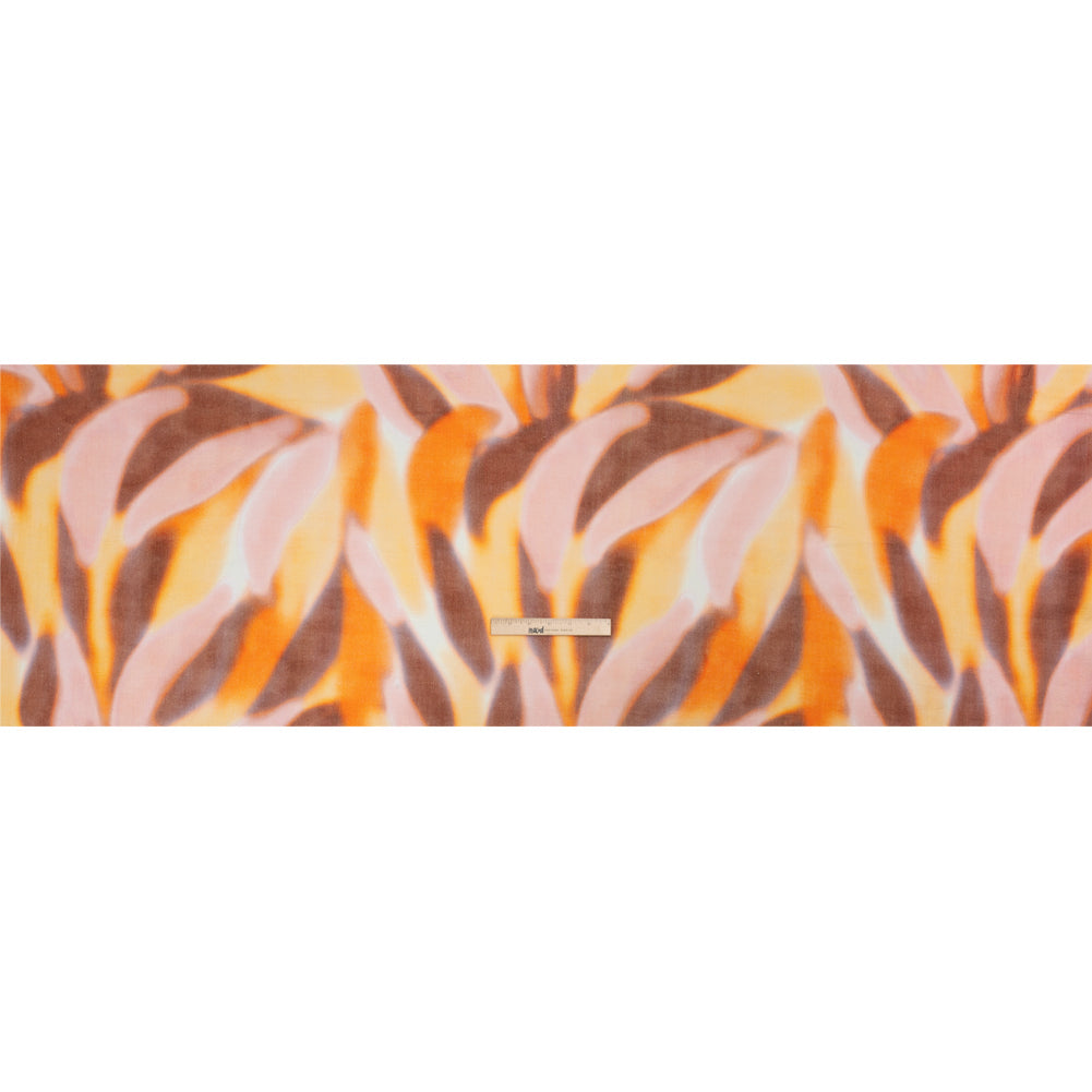 Slubbed Gauzy Cotton Woven Print - Orange, Pink and Brown Hazy Abstract - Mood Exclusive Scattered Sunlight