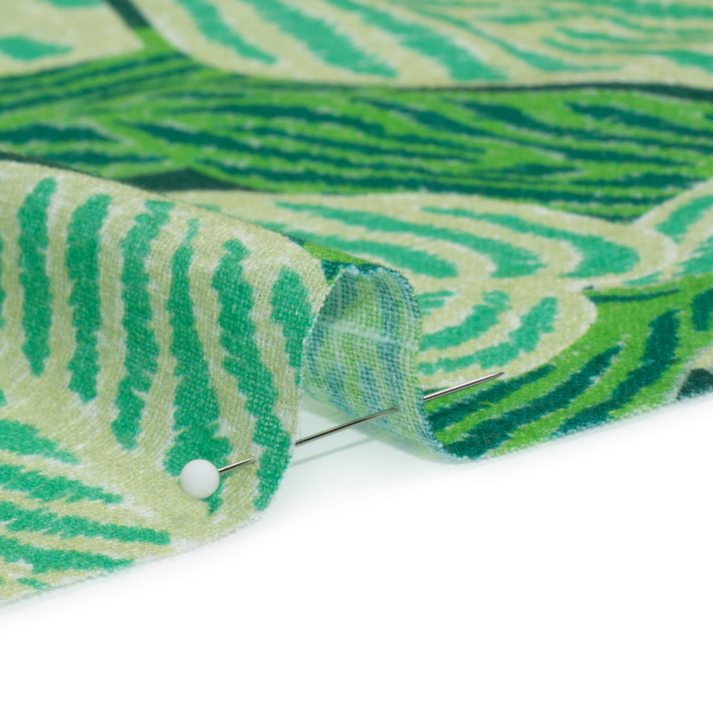 Slubbed Gauzy Cotton Woven Print - Green Simple Leaves - Mood Exclusive Leaf Linger