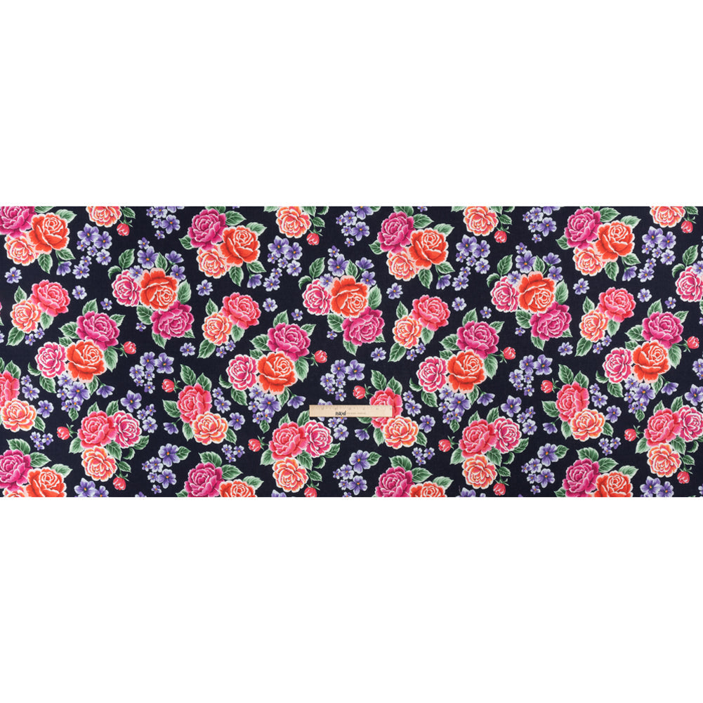 Mood Exclusive Midnight Bountiful Bushes Slubbed Gauzy Cotton Woven