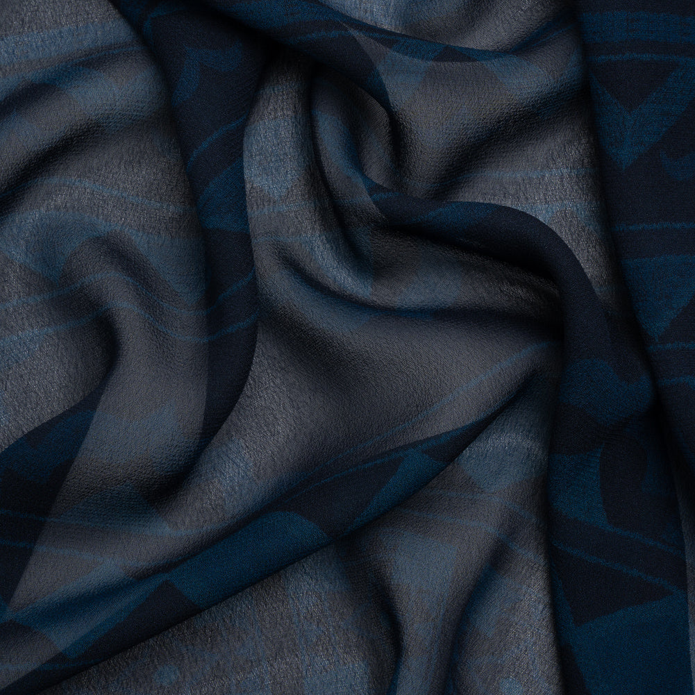 Mood Exclusive Navy Awaiting Eruption Viscose Chiffon Panel