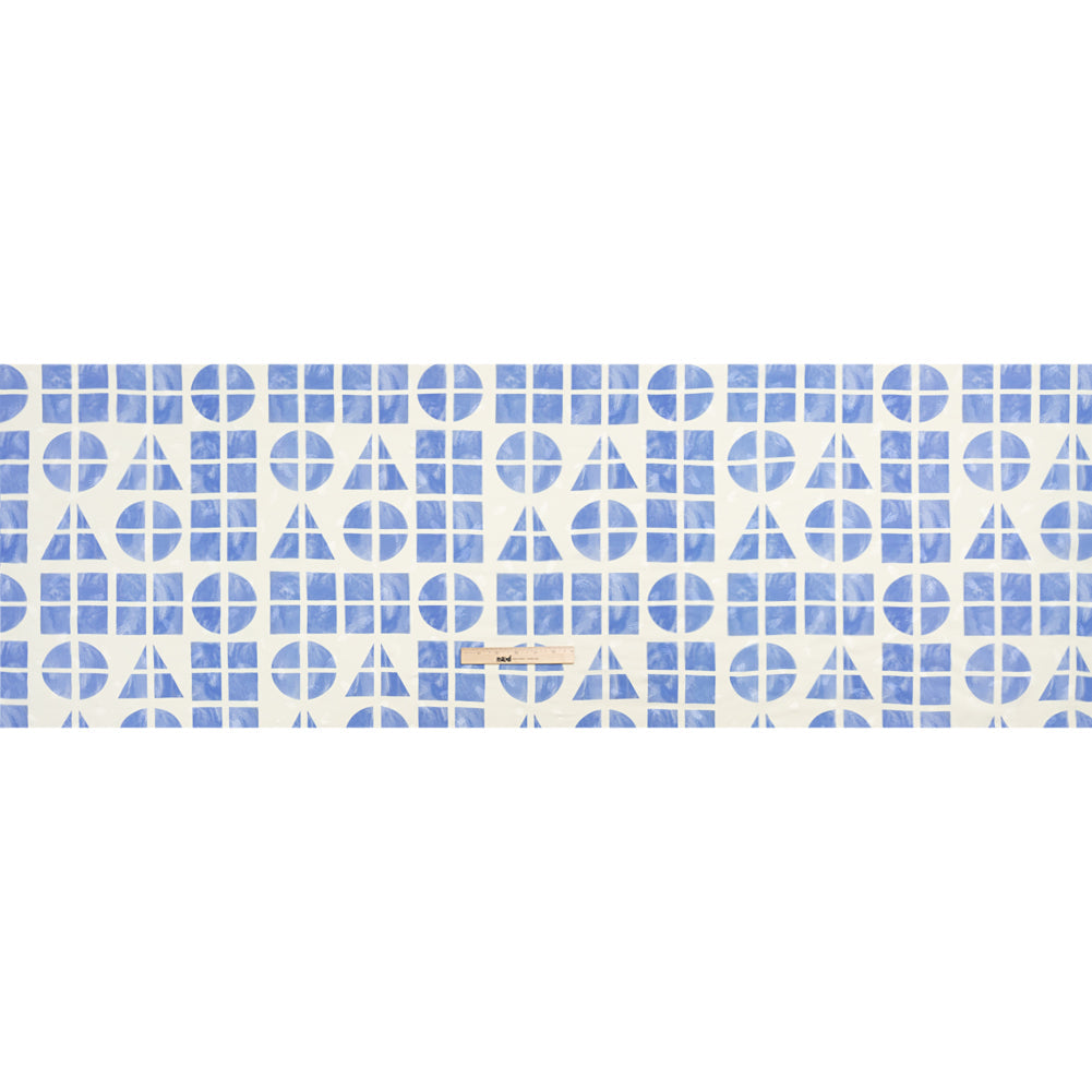 Hands Viscose Jacquard Print - Blue Divided Geometric Shapes - Mood Exclusive Elementary Views