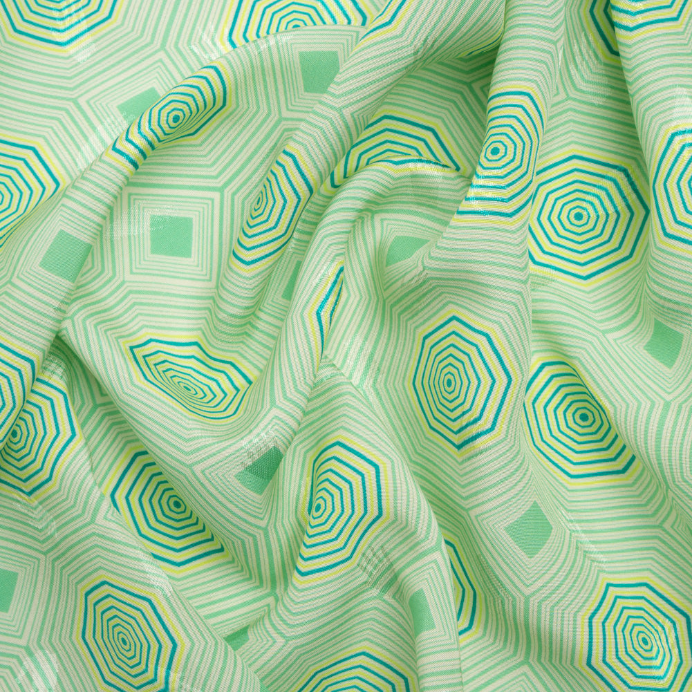 Hands Viscose Jacquard Print - Green Geometric - Mood Exclusive Retro Reverb