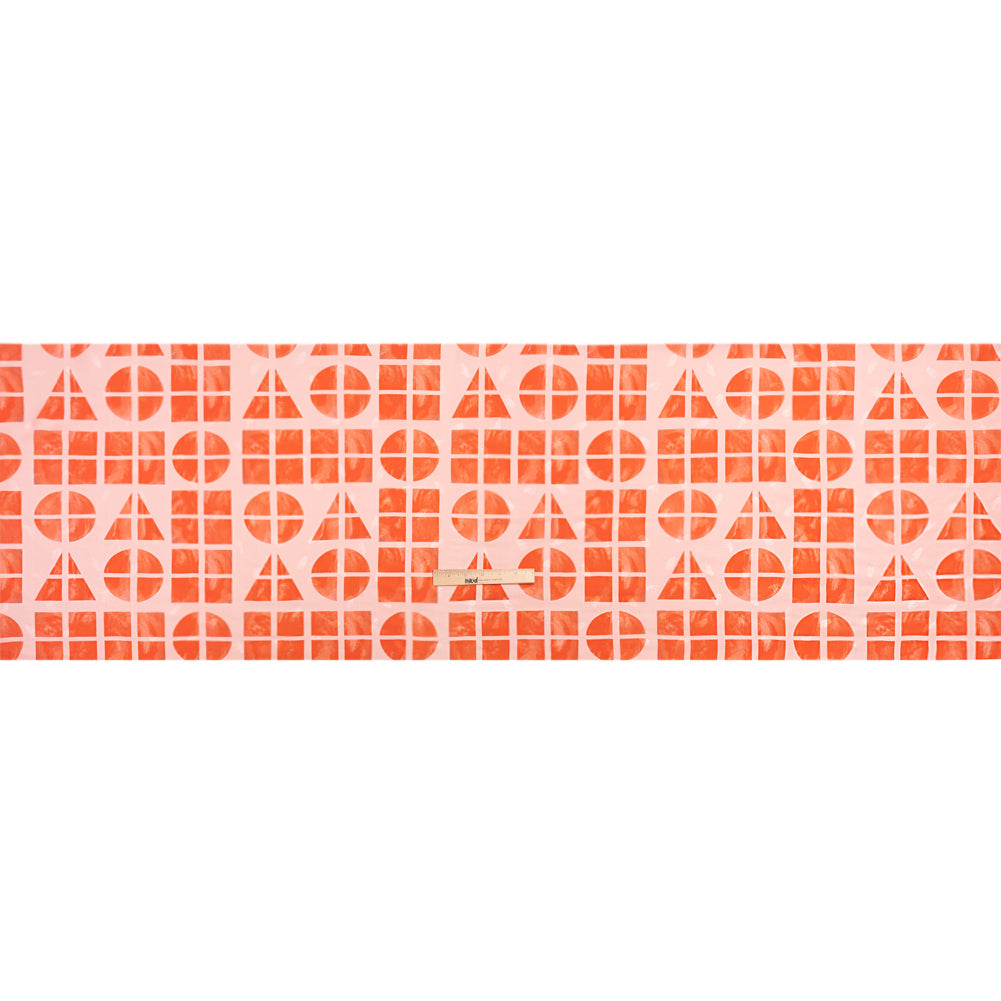 Hands Viscose Jacquard Print - Coral Divided Geometric Shapes - Mood Exclusive Elementary Views