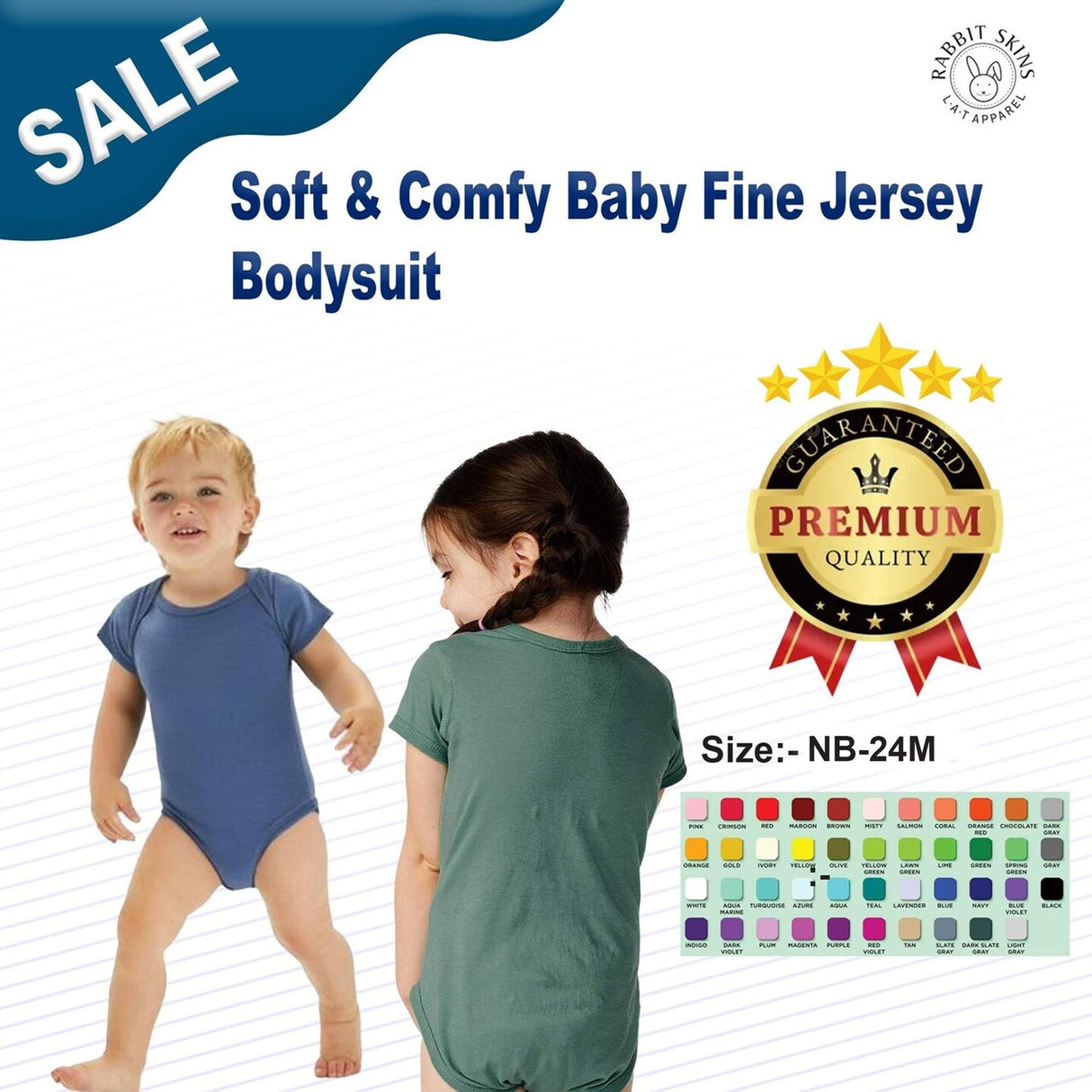 RADYAN® Soft & Comfy Baby Fine Jersey Bodysuit