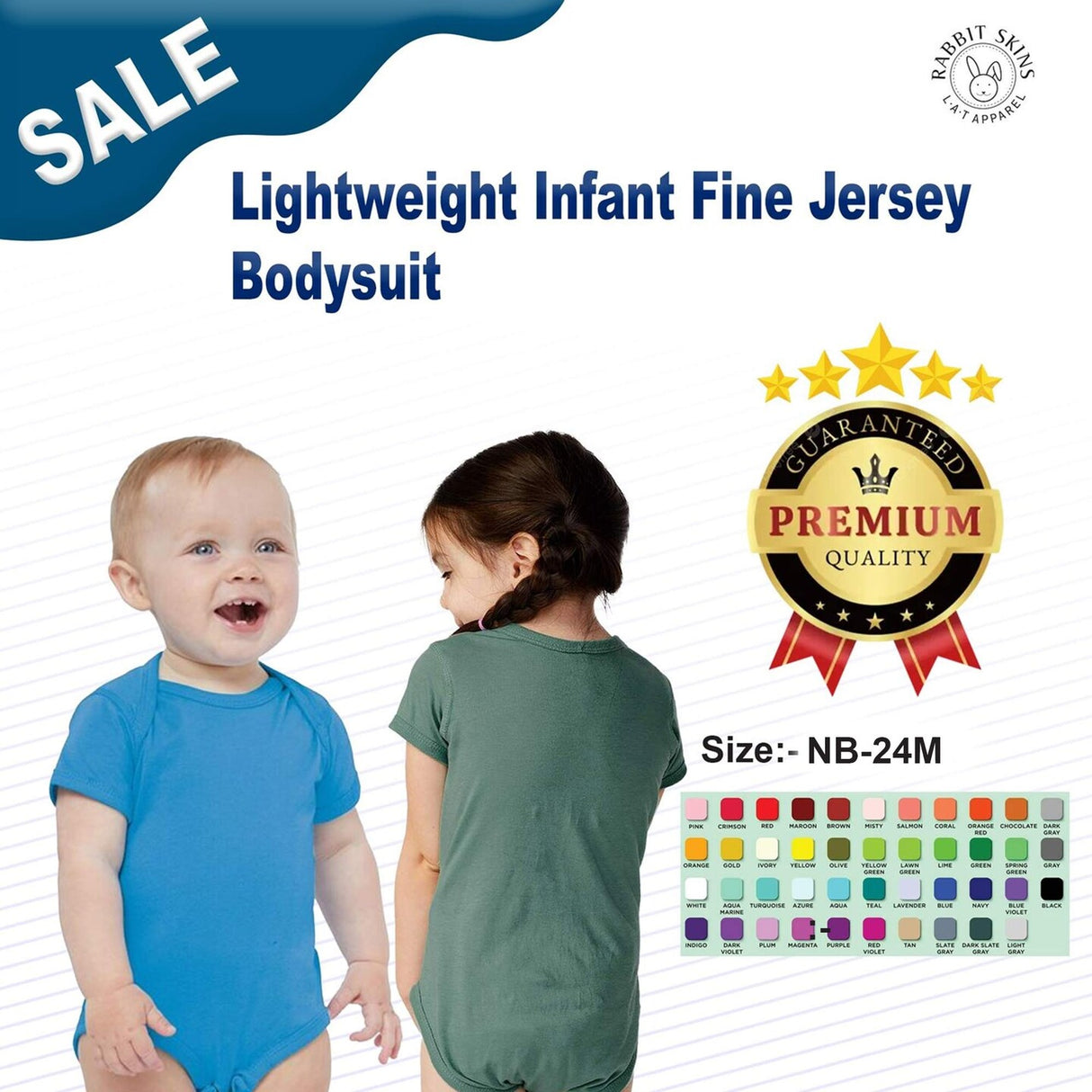 Rabbit Skins® Lightweight Infant Fine Jersey Bodysuit - 4424