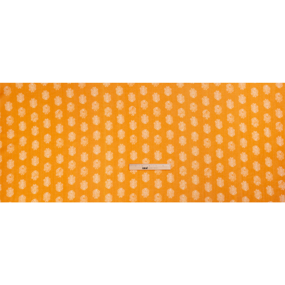 Crinkled Cotton Gauzy Woven Print - Mango Orange Paisley Spots - Mood Exclusive Perhaps Paisleys