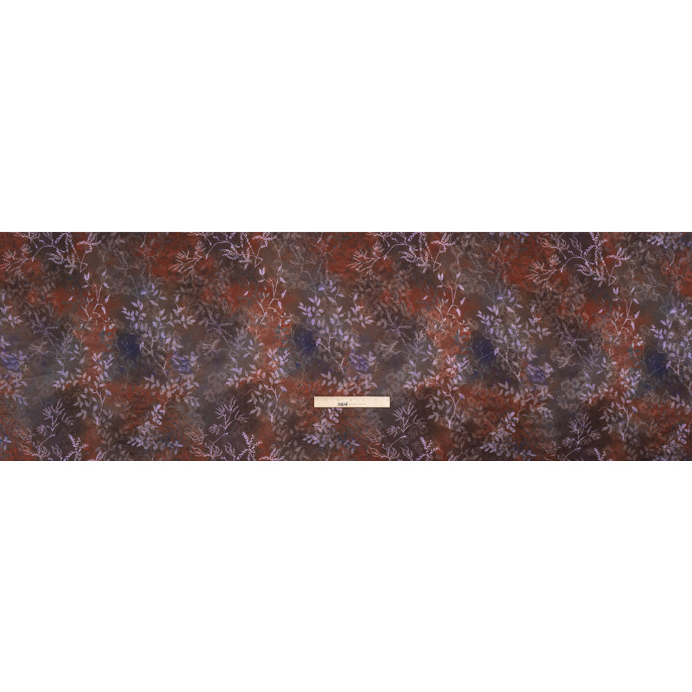 Floral Viscose Jacquard Print - Brown and Purple Leaves - Mood Exclusive Seasonal Impressions