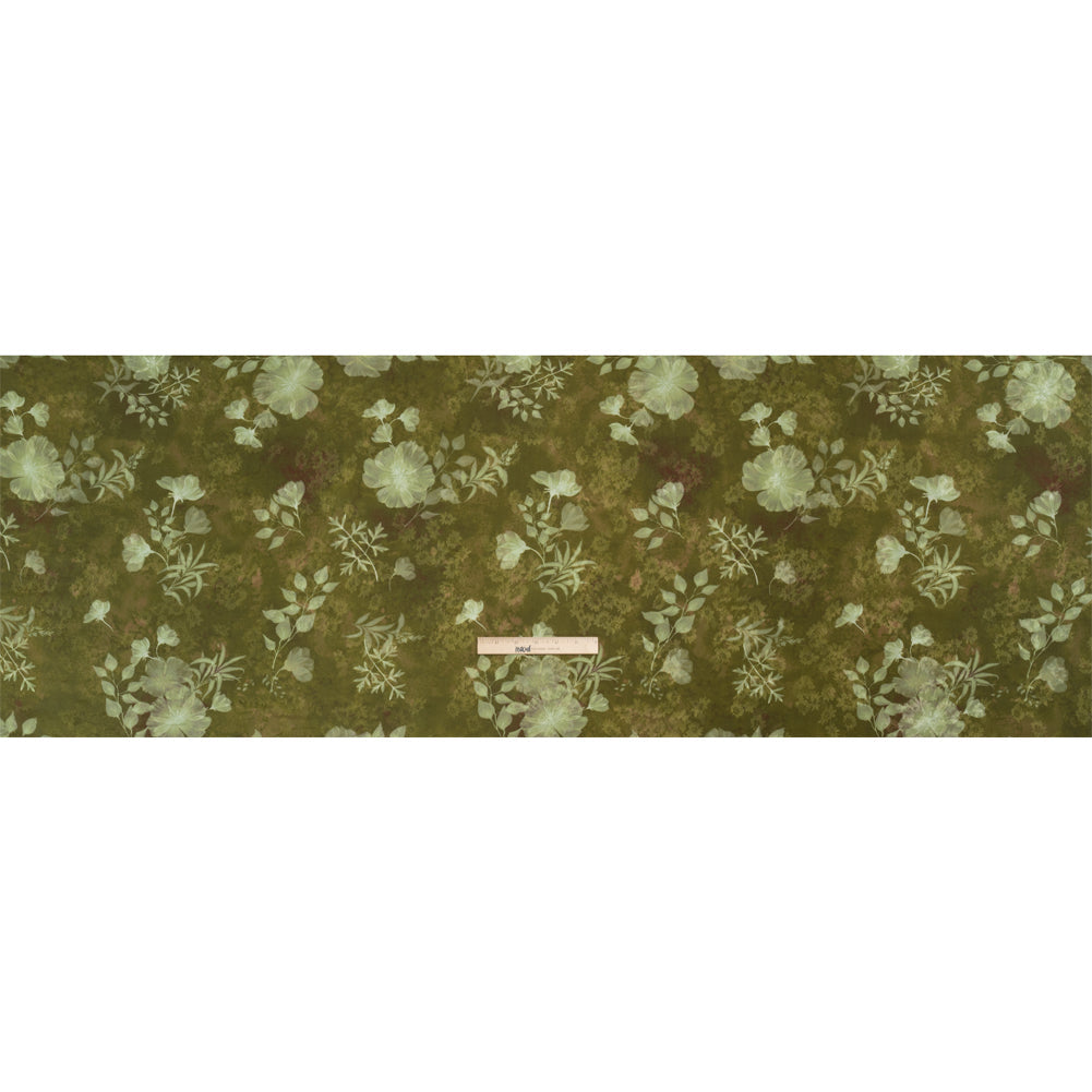 Floral Viscose Jacquard Print - Olive Green Leafy Floral - Mood Exclusive Willow Wanderer