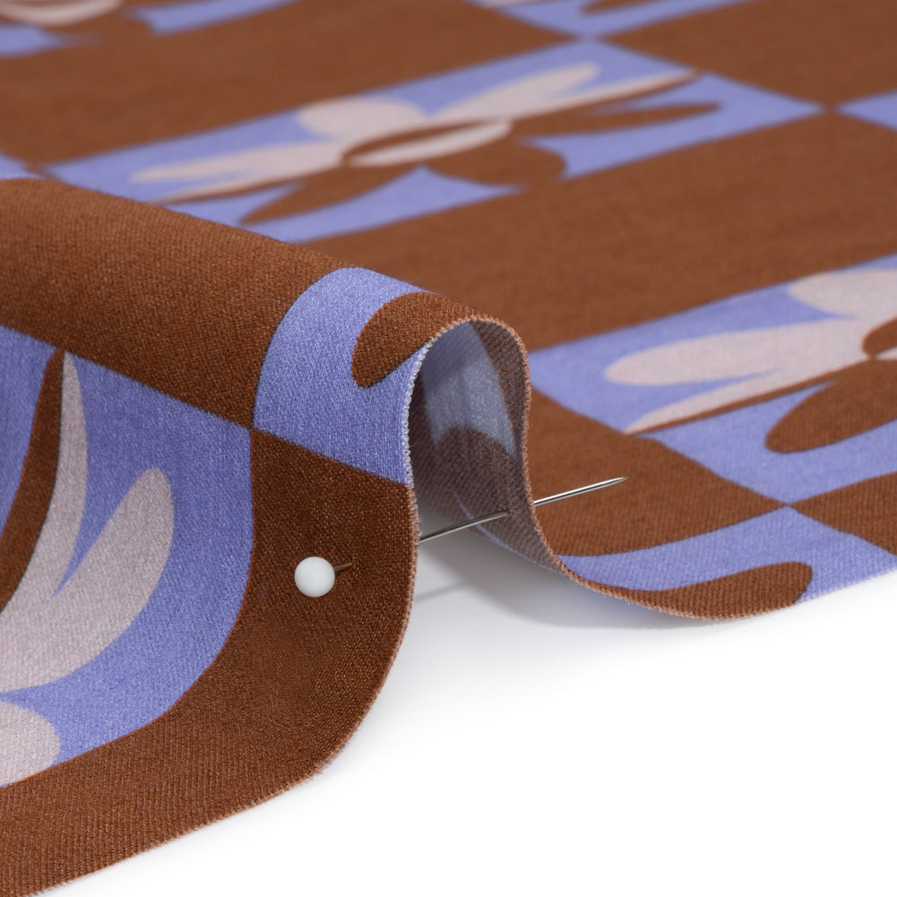 Mood Exclusive Brown Check Yourself Stretch Viscose and Polyamide Twill