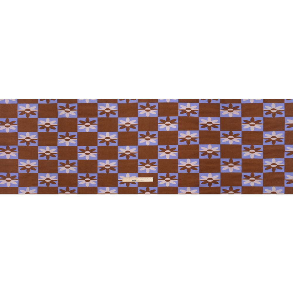 Mood Exclusive Brown Check Yourself Stretch Viscose and Polyamide Twill