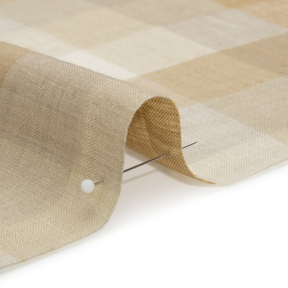 Beige and Cream Checkered Lightweight Linen Woven