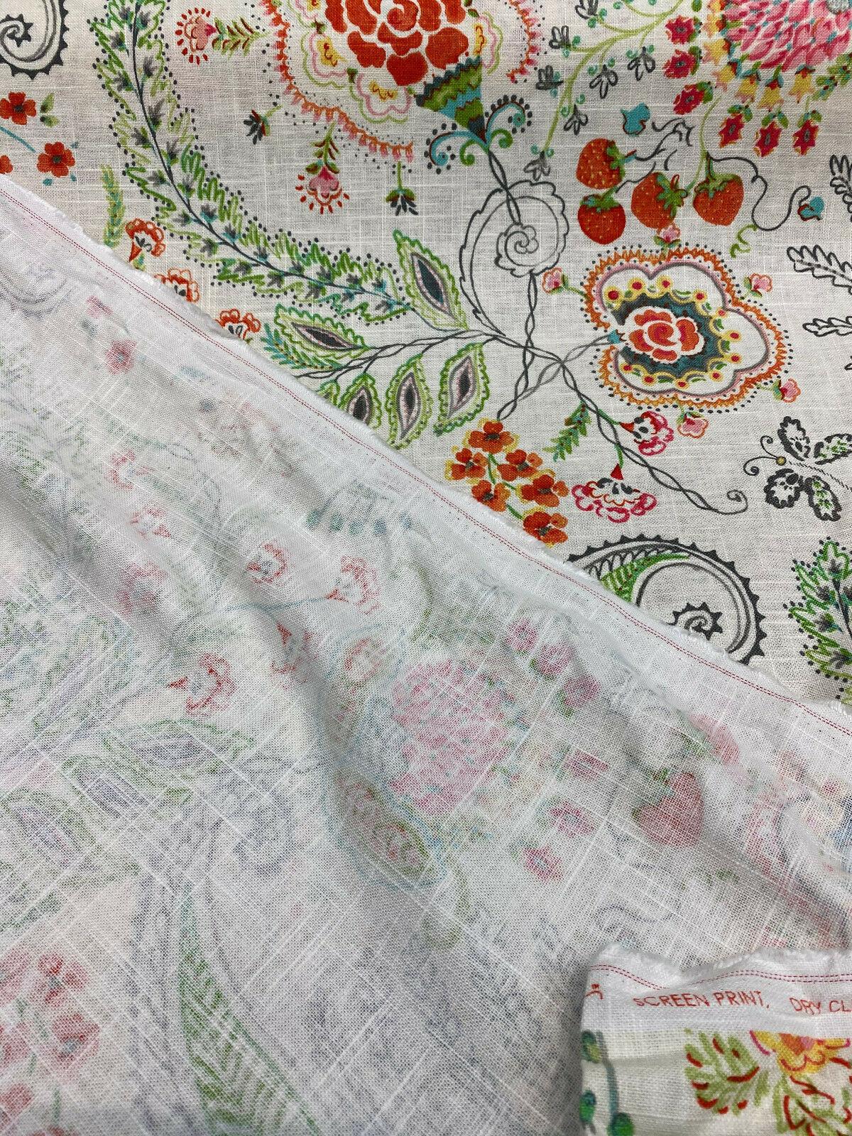 P Kaufmann Hidden Charms Linen Rayon Fabric - Sundance Beige Floral Print, 54" Width (1 Yard)