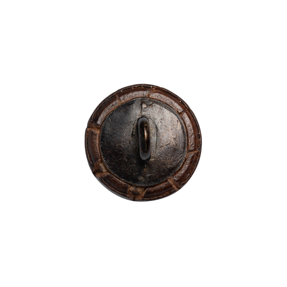 Italian Brown Flat Top Leather Shank Back Button - 24L/15mm